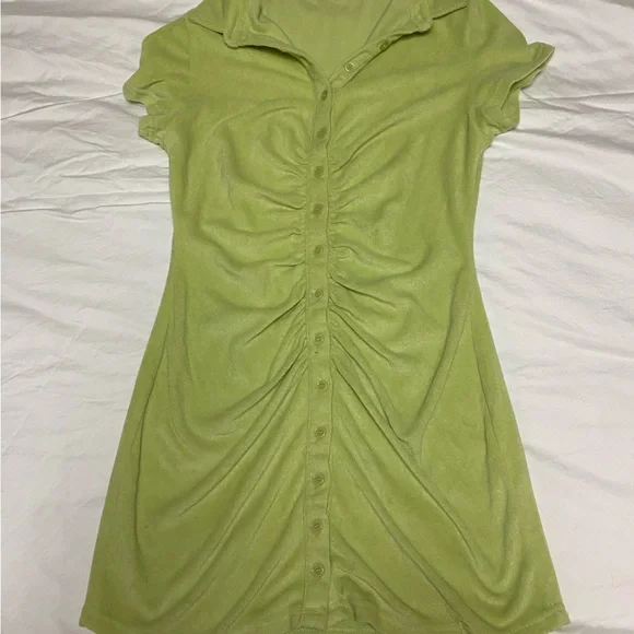 green emerald velvet dress Country Lush Terry Smocked Mini Dress